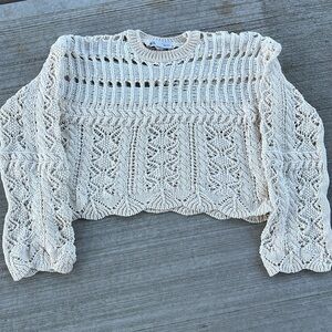 Zara Cropped Crochet Sweater